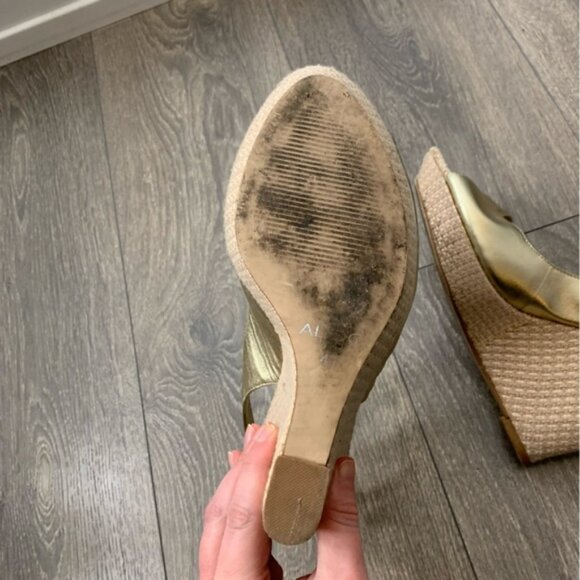 Aldo Women's Wedge Platform Sandals espadrilles Slingback Gold Y2k 2000s Size 9 - Picture 15 of 15